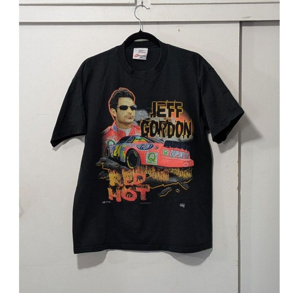 Jeff Gordon 1998 RED HOT Neon colors on a black T-shirt sz. L